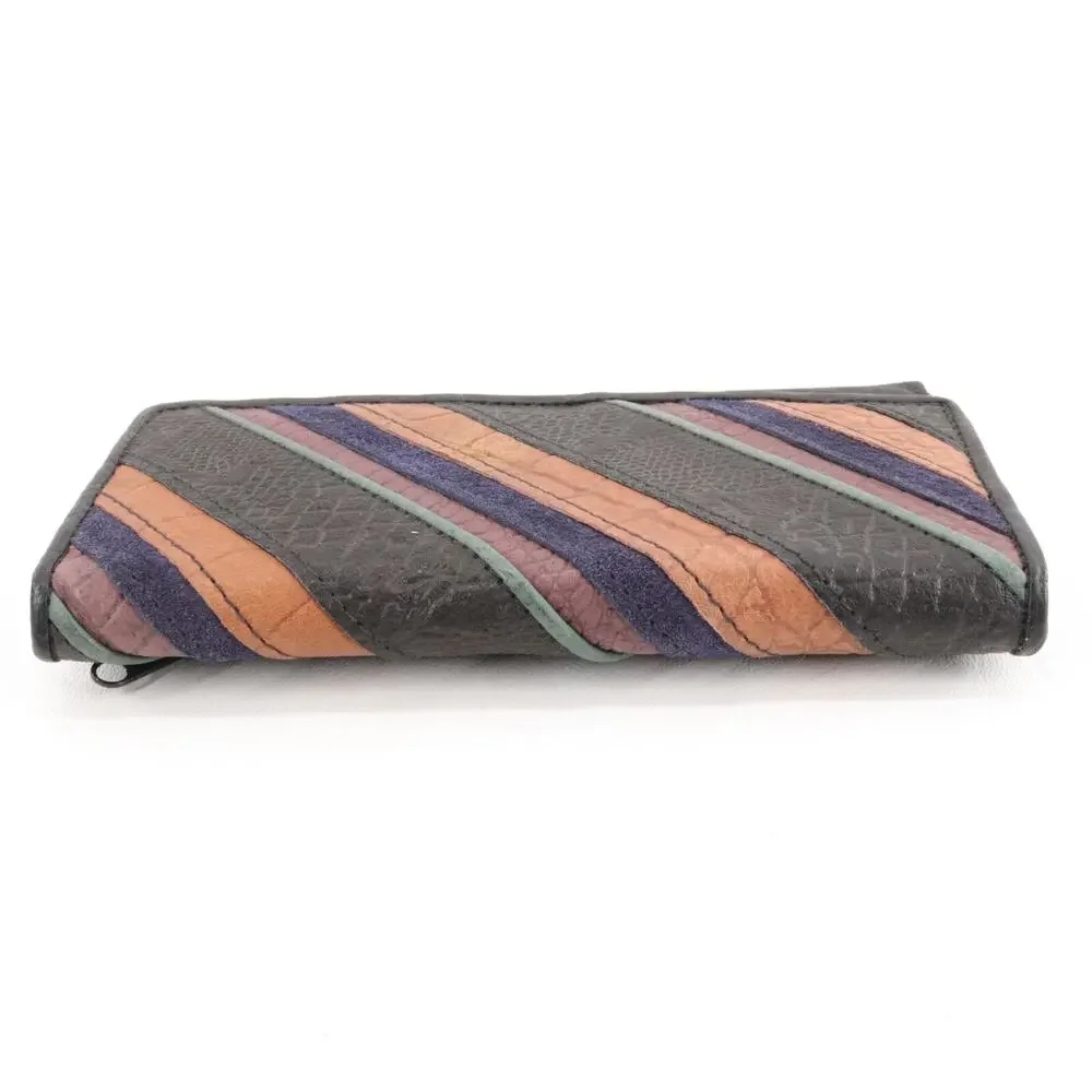 Michael Stevens Leather Wallet Women Trifold Multicolor Striped Clutch ID Cards